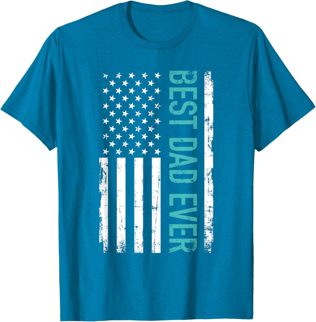 Father's day Best dad ever with US american flag Short Sleeve