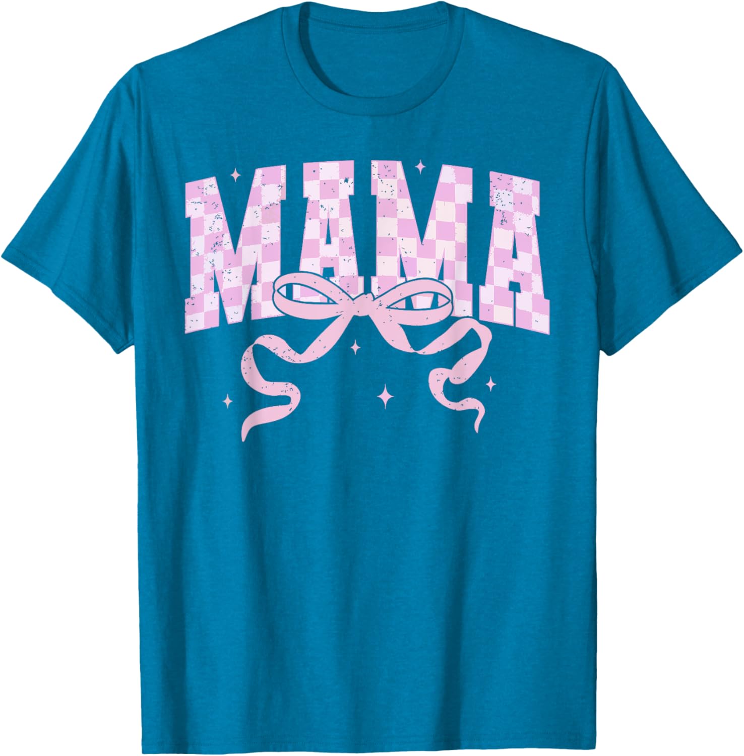 Retro Checkered Mama Coquette Mother's Day Pink Bow