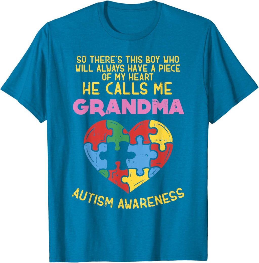Grandma Autism Awareness Shirt Austistic Boy Piece My Heart