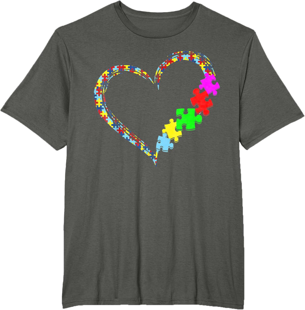 Autism Awareness Love Heart Puzzle Piece Gift Men Women