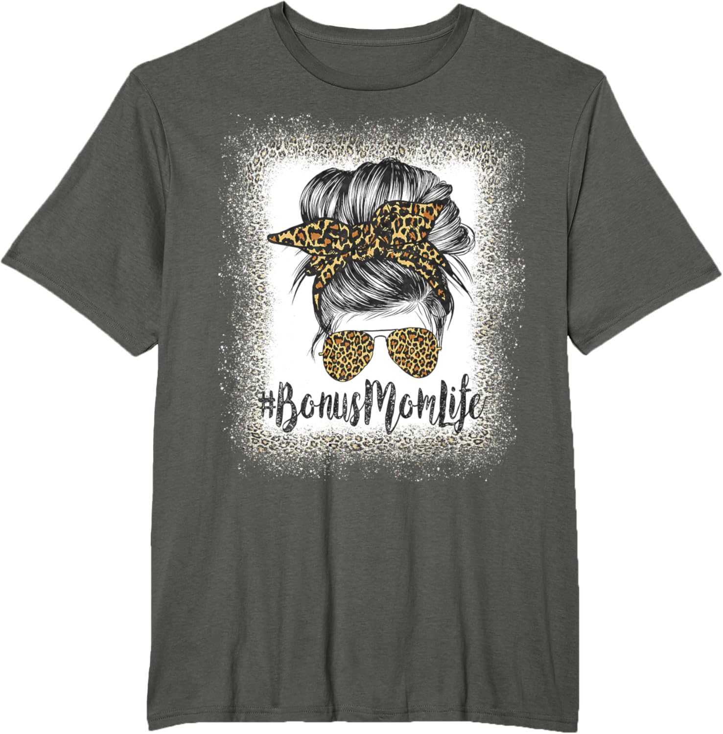 Bonus Mom Life Hair Bandana Glasses Leopard Mother's Day T