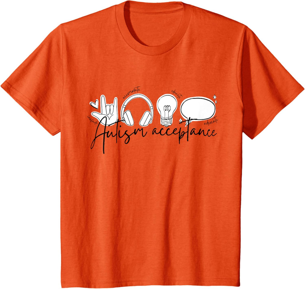 Autism Awareness Acceptance Shirt Support Mom Women Kid