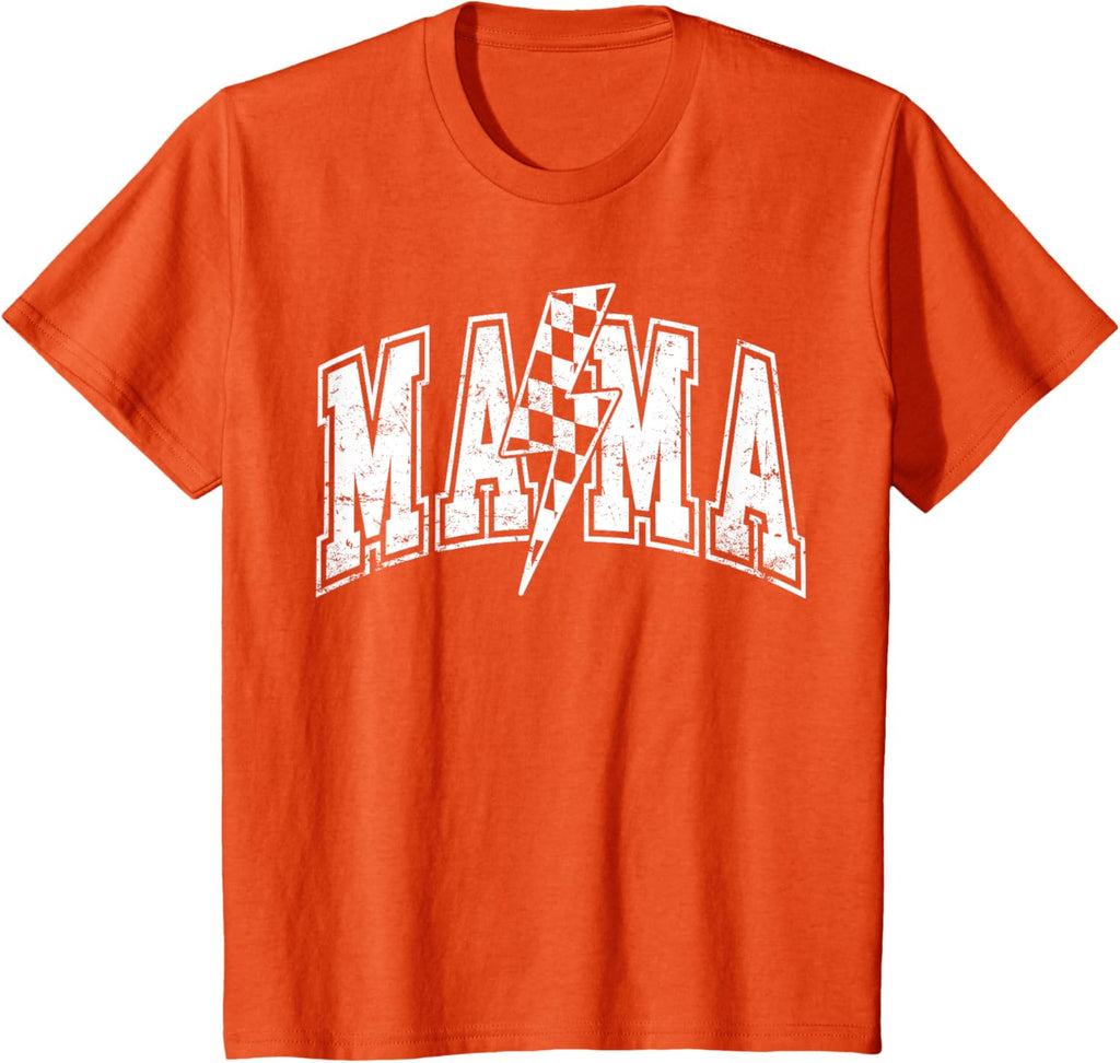Mama Lightning Bolt Checkered Varsity Mom Women Mother's Day Mother Shirt