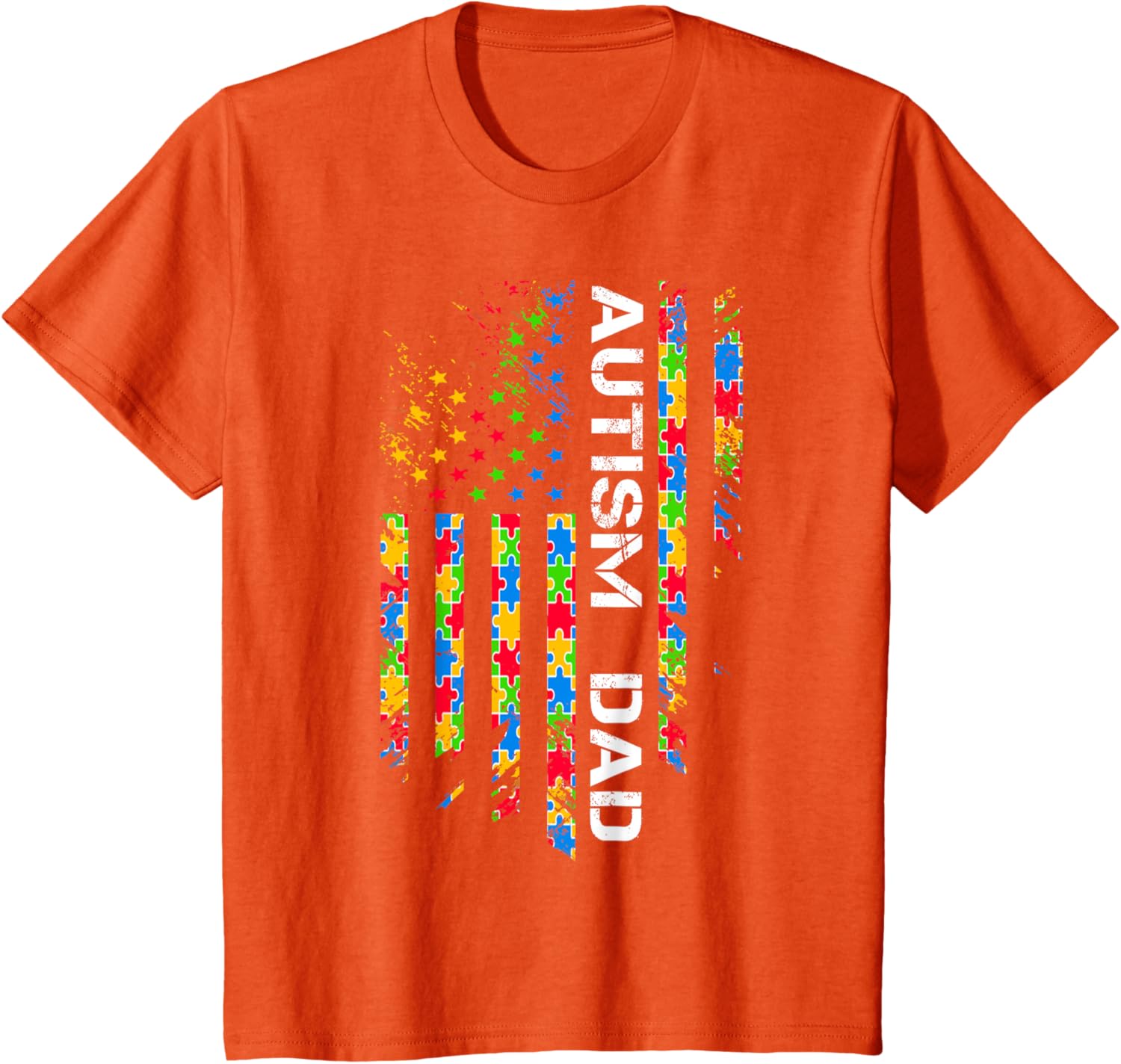 Autism Dad Awareness American Flag USA