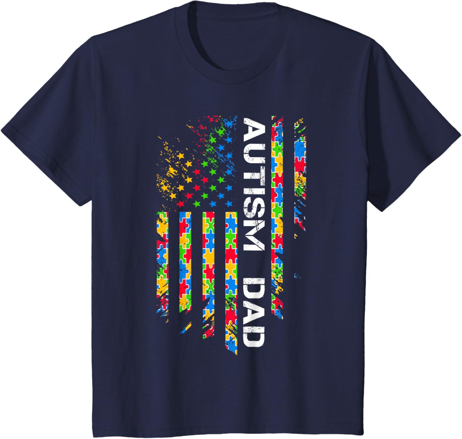 Autism Dad Awareness American Flag USA