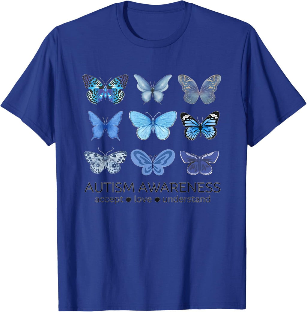 Women In April We Wear Blue Butterfly Autism Mental Health