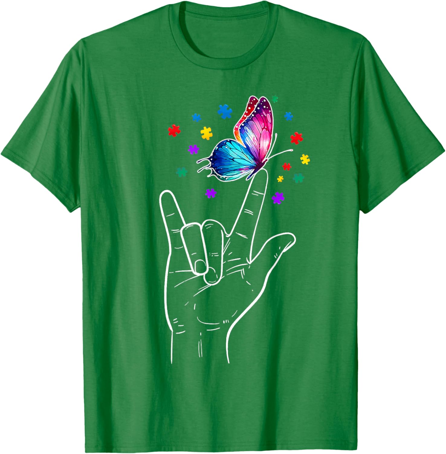 I Love You Hand Sign Language Butterfly Autism Awareness