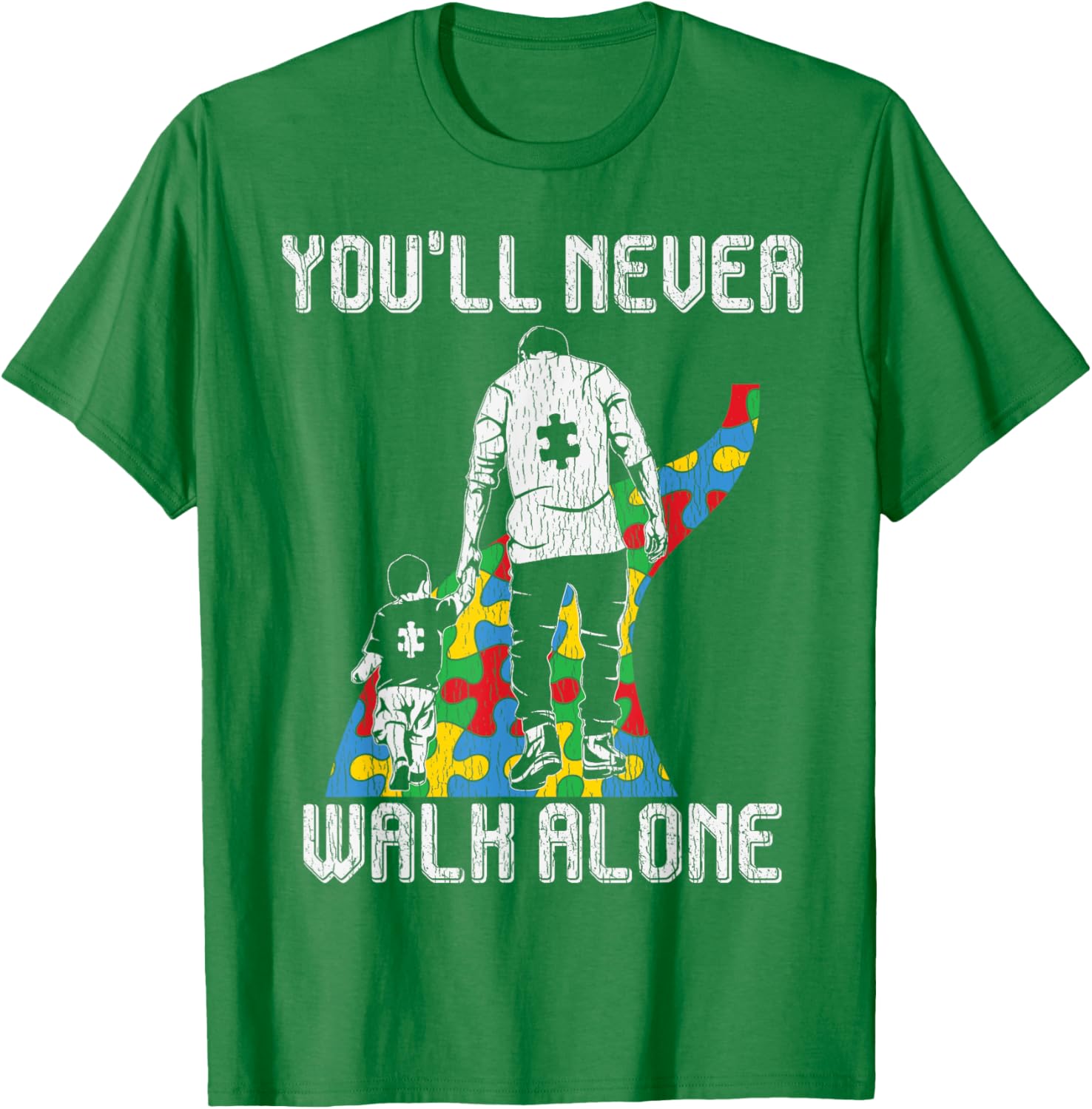 Vintage Father Son Family Autistic Kids Autism Awareness Dad