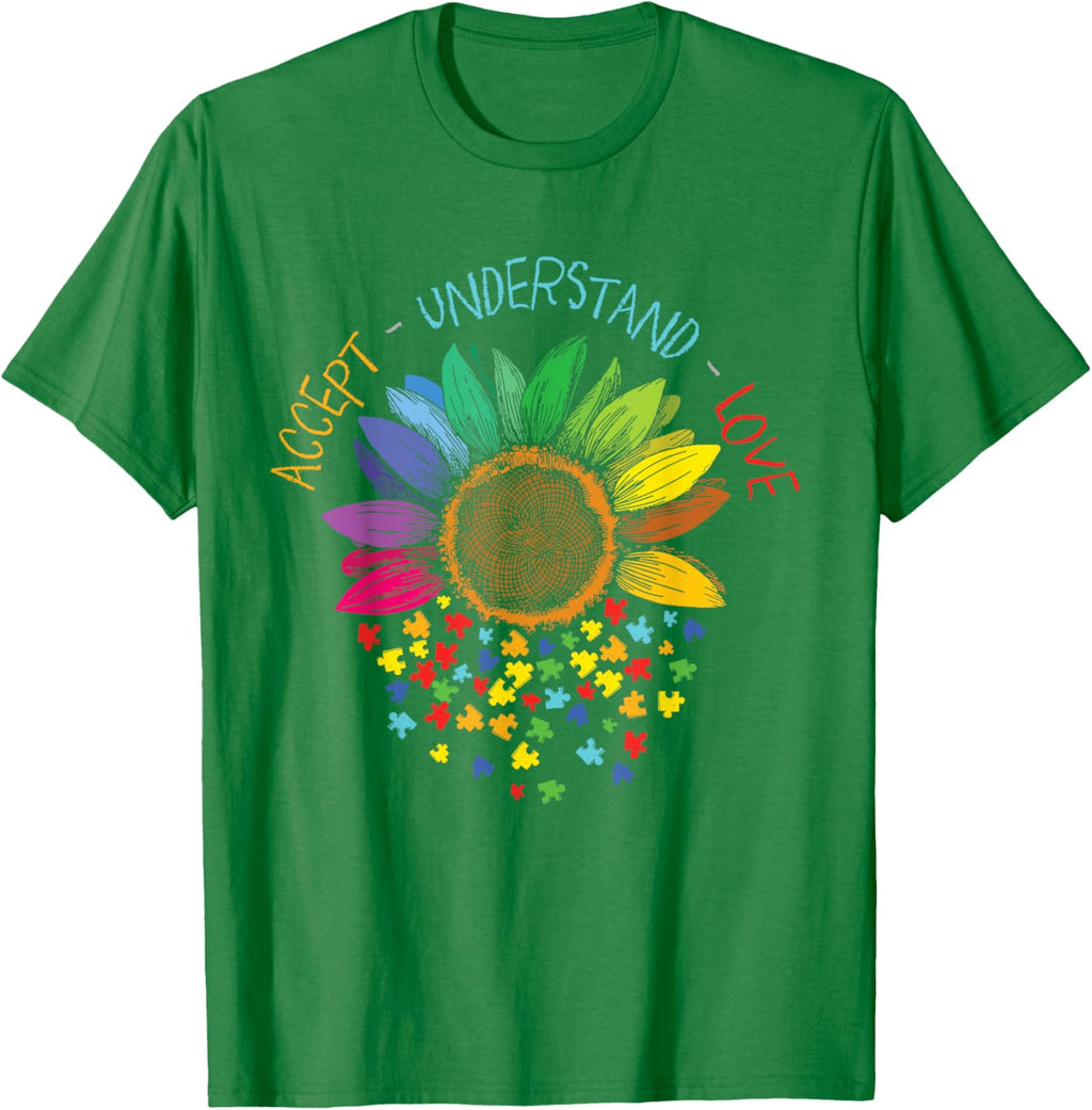 Autism Awareness Accept Understand Love ASD Rainbow Flower
