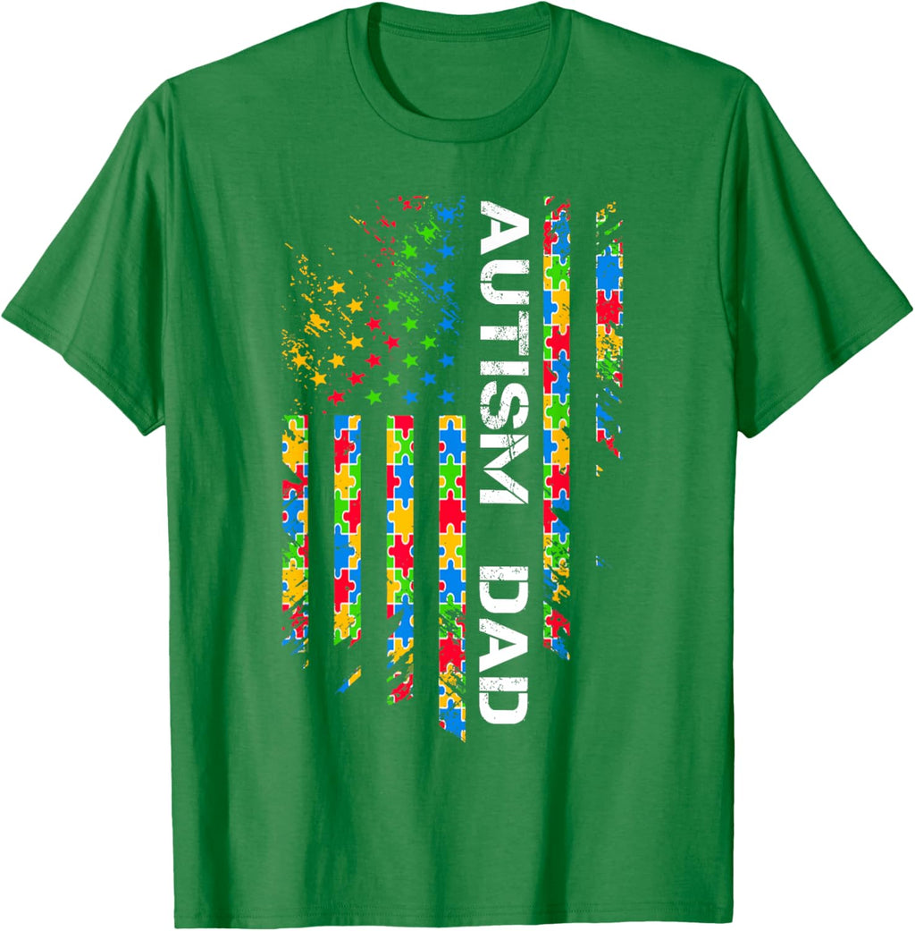 Autism Dad Awareness American Flag USA