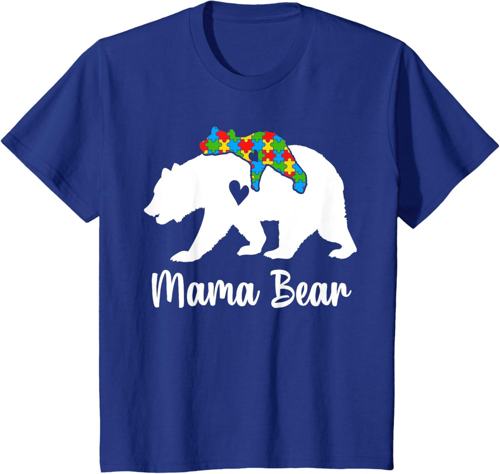 Mama Bear Love Support Autism Awareness Bear Family