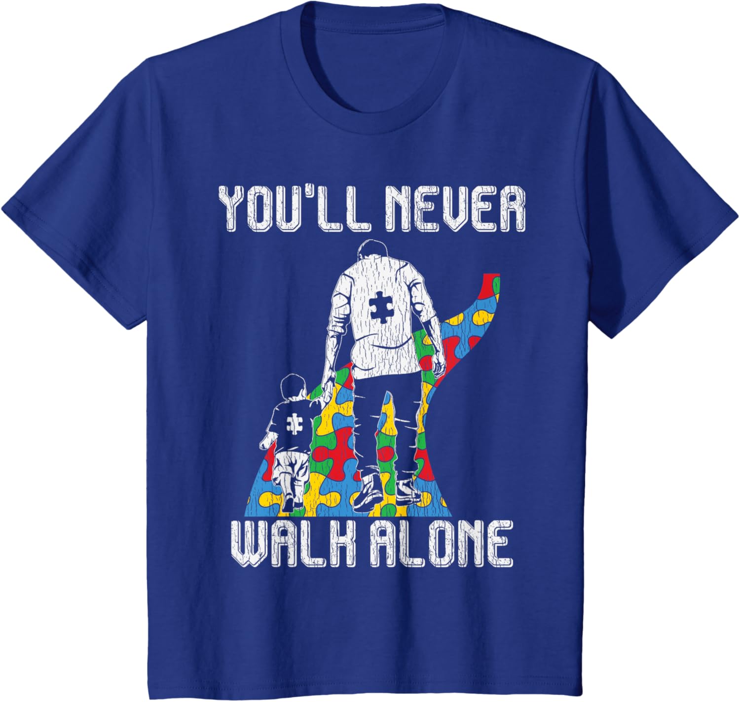 Vintage Father Son Family Autistic Kids Autism Awareness Dad