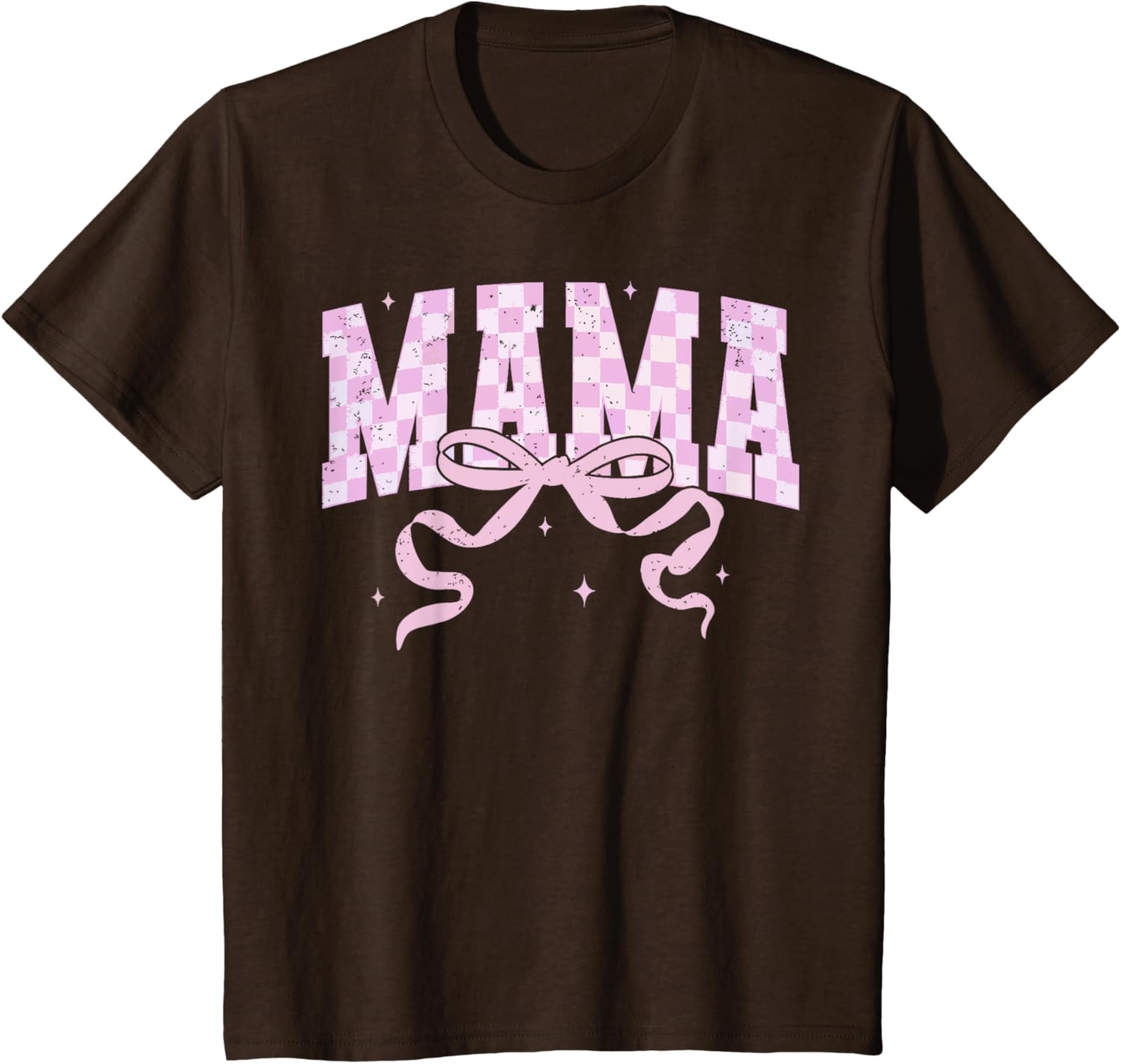 Retro Checkered Mama Coquette Mother's Day Pink Bow