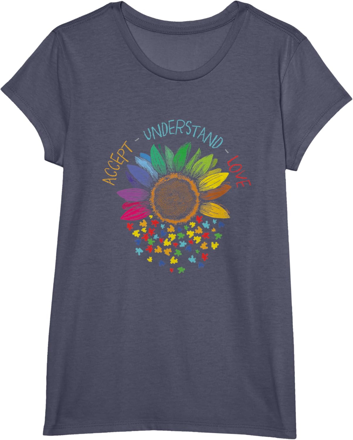 Autism Awareness Accept Understand Love ASD Rainbow Flower