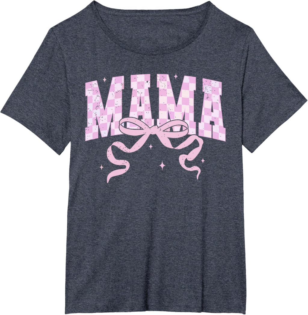 Retro Checkered Mama Coquette Mother's Day Pink Bow