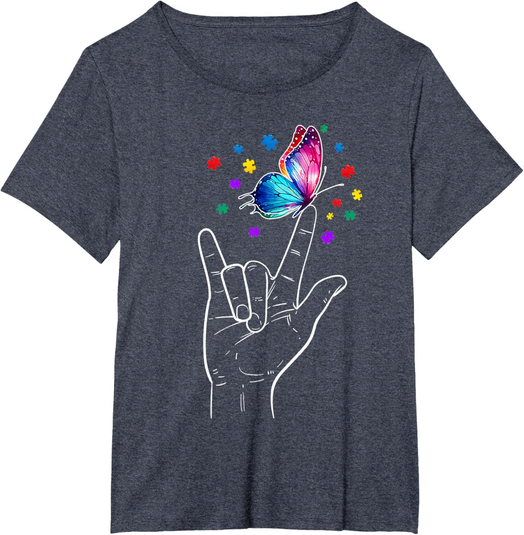 I Love You Hand Sign Language Butterfly Autism Awareness