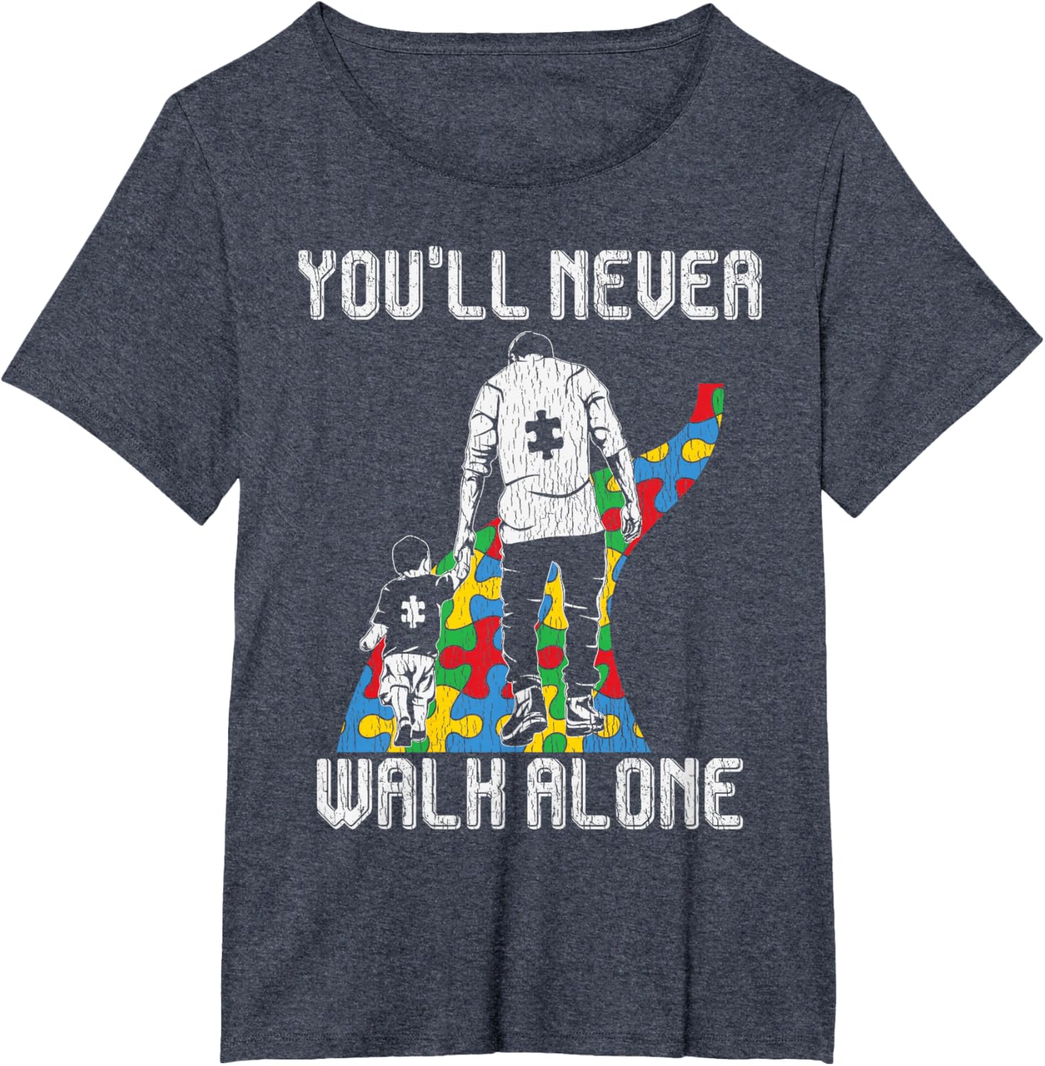 Vintage Father Son Family Autistic Kids Autism Awareness Dad