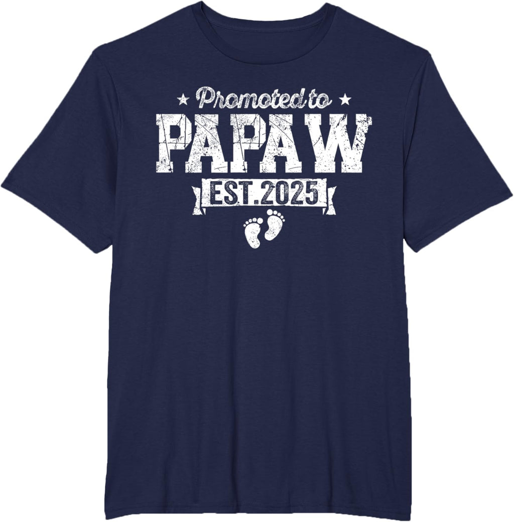Retro Promoted To Papaw 2025 New Papaw First Father's Day T-Shirt, Small, Black