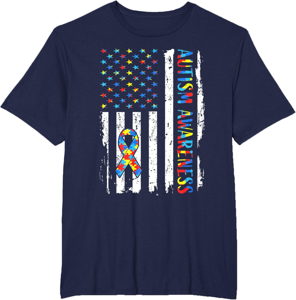 Autism Awareness Mom Dad USA flag Autistic Awareness Autism