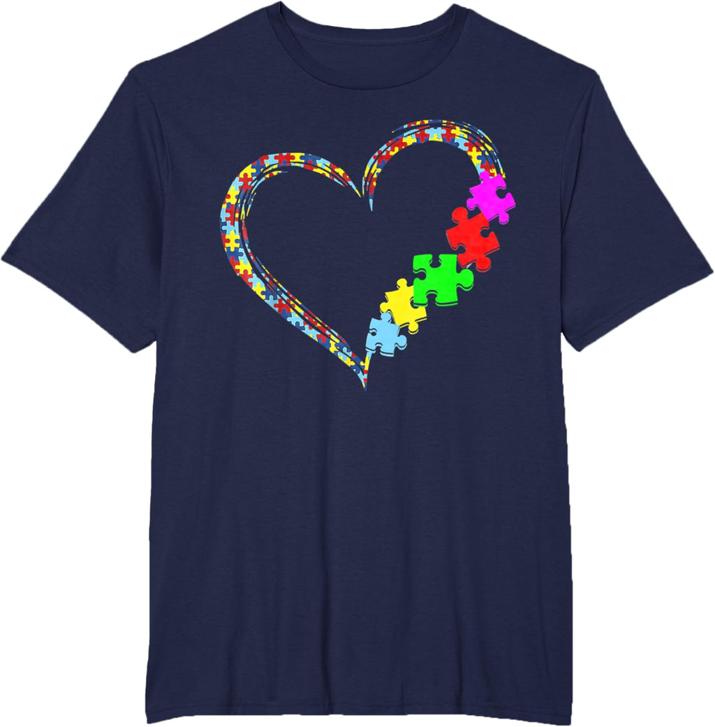 Autism Awareness Love Heart Puzzle Piece Gift Men Women