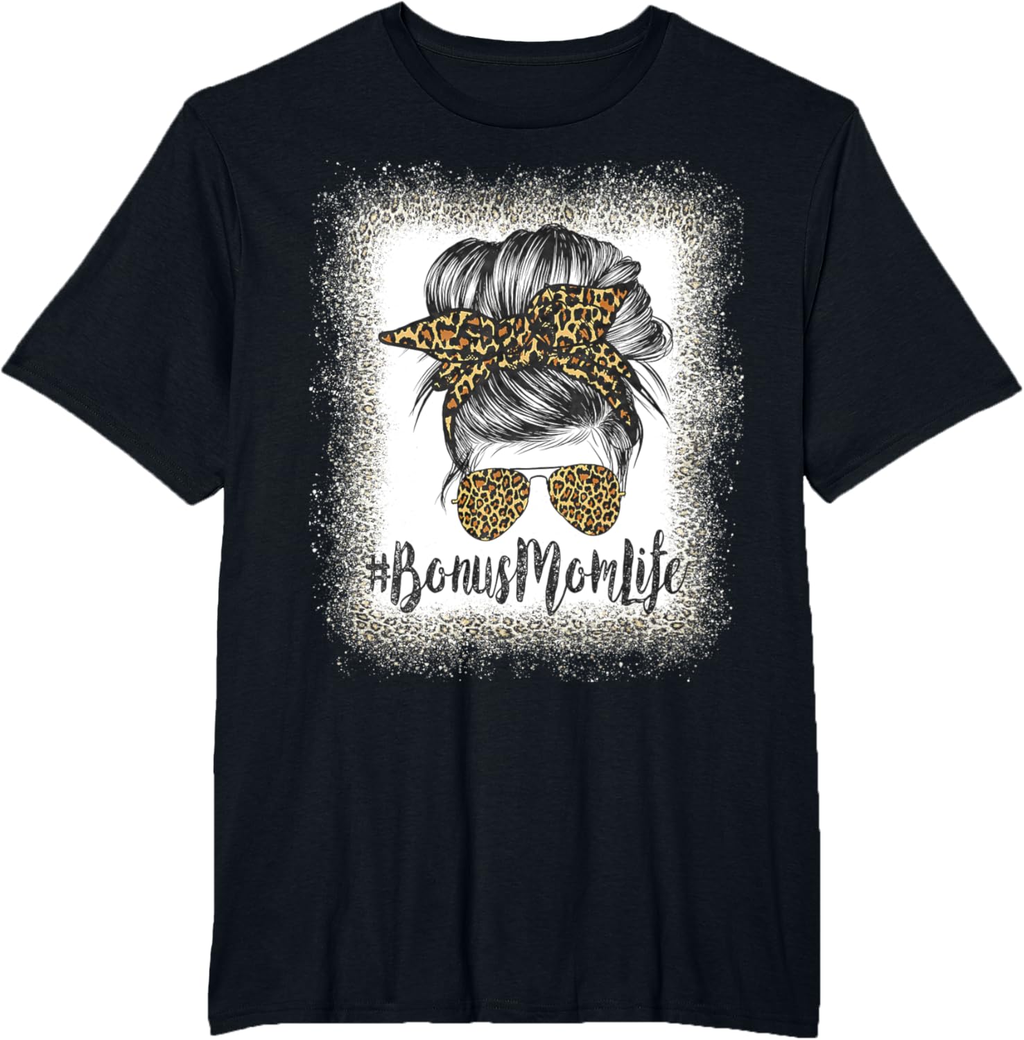 Bonus Mom Life Hair Bandana Glasses Leopard Mother's Day T
