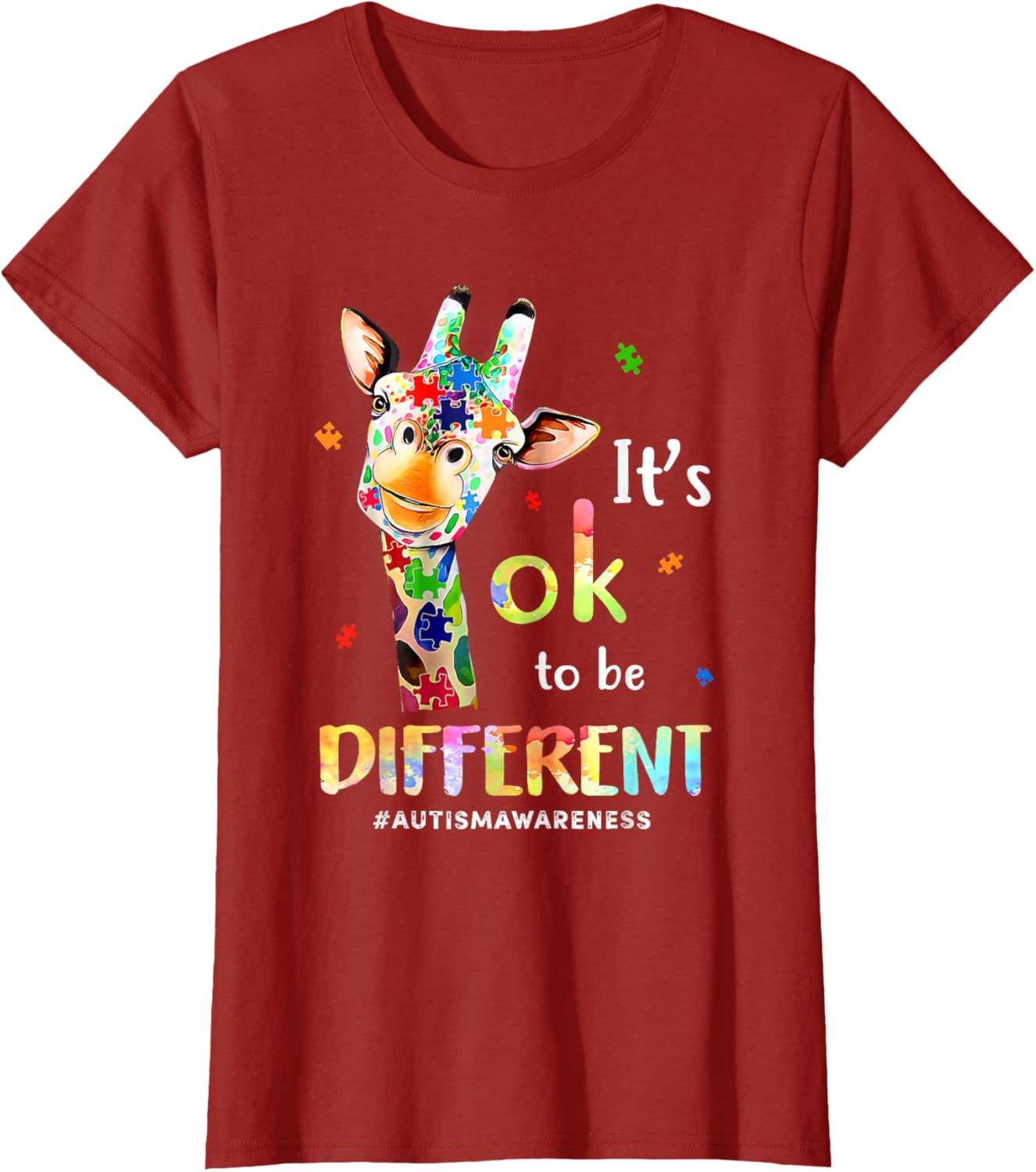 Autism Awareness Cute Giraffe Animal Its Ok To Be Different