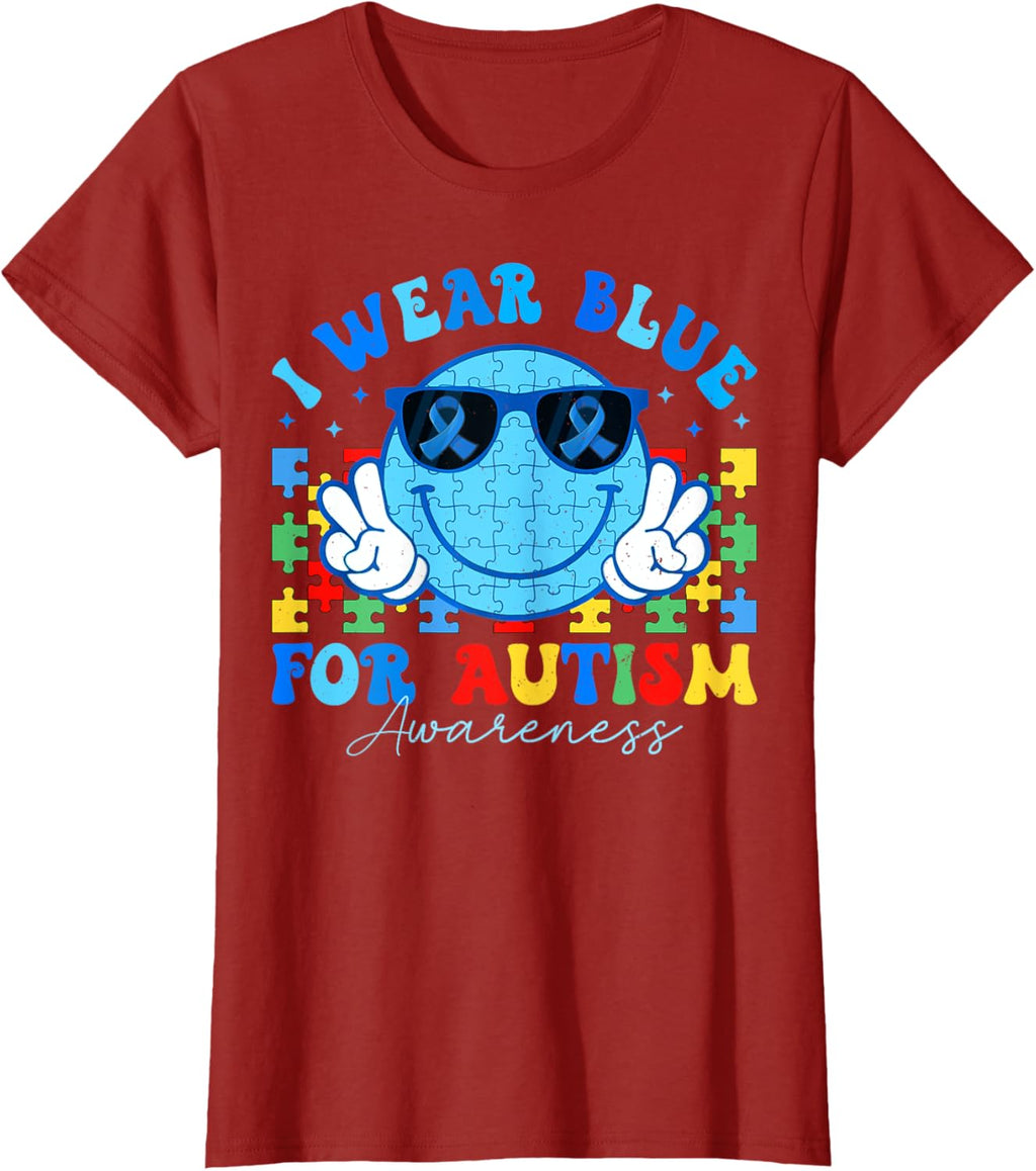 I Wear Blue For Autism Awareness Month Teacher Kids Boys