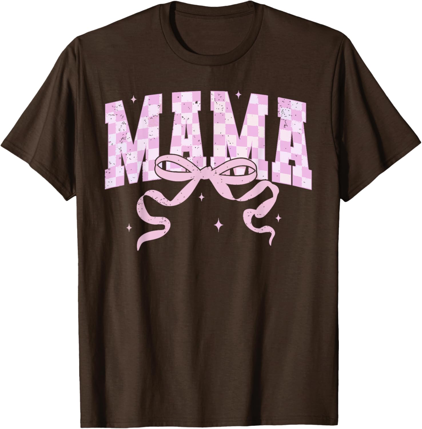 Retro Checkered Mama Coquette Mother's Day Pink Bow