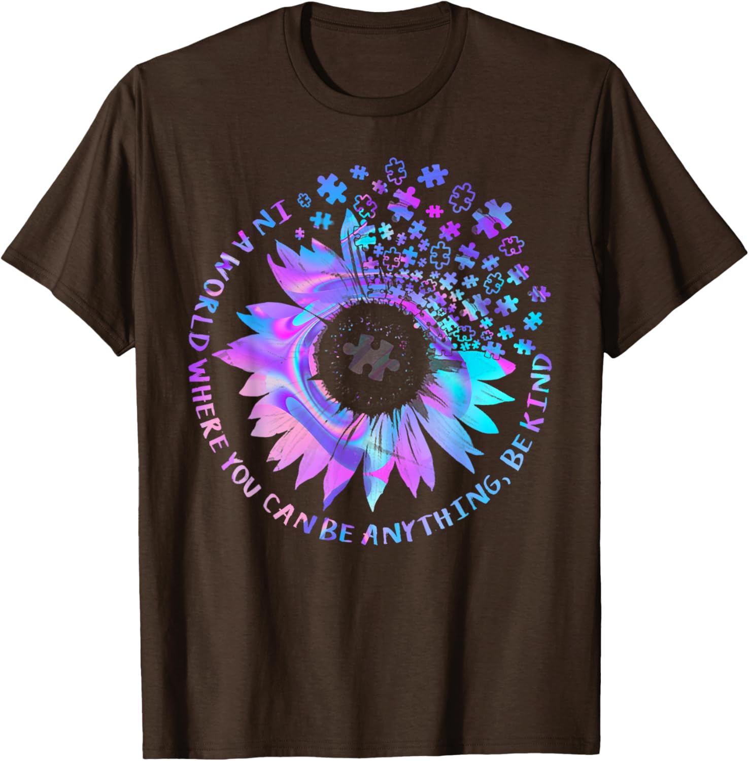Be Kind Autism Awareness Kindness Sunflower Tie Dye Puzzle