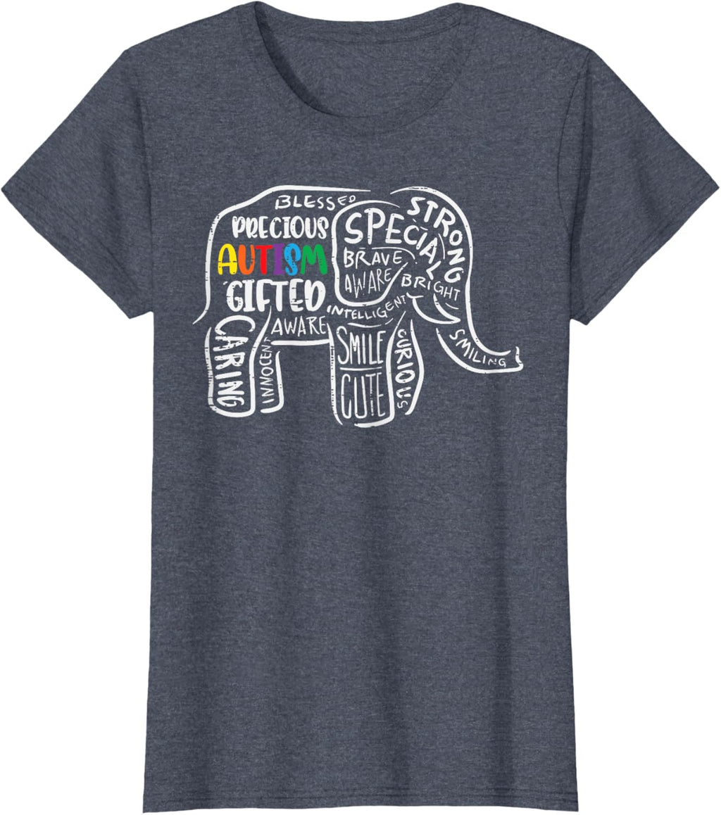 Autism Awareness Elephant Acceptance Autistic Men Women Kids