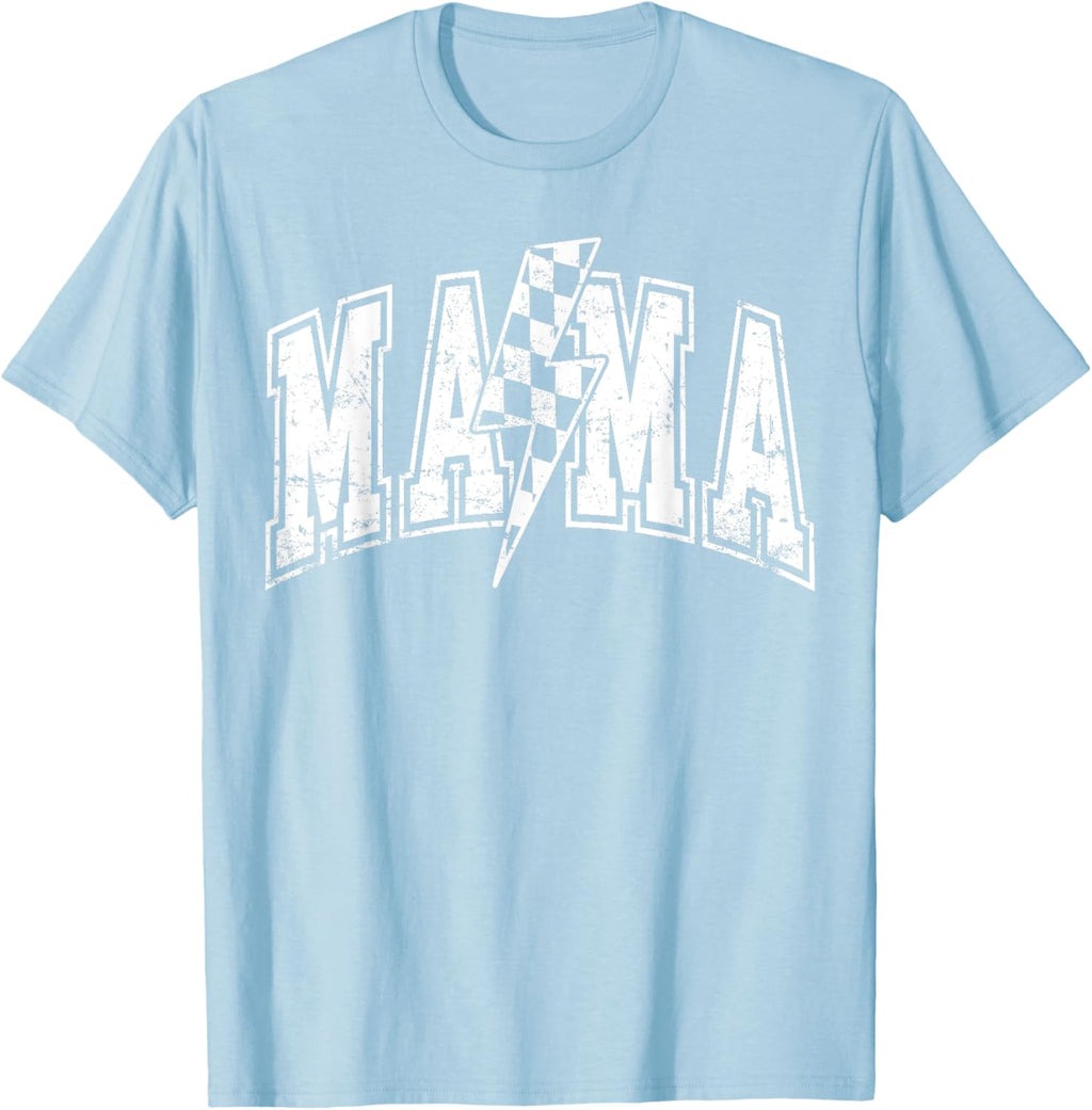 Mama Lightning Bolt Checkered Varsity Mom Women Mother's Day Mother Shirt