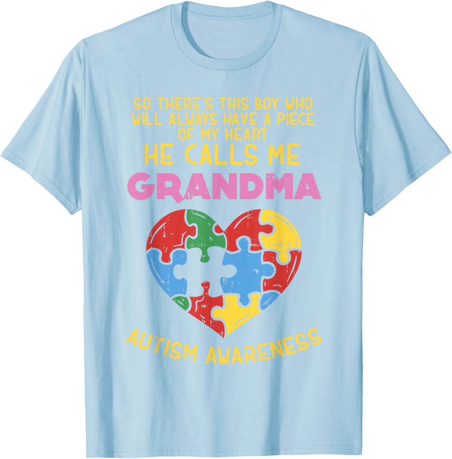 Grandma Autism Awareness Shirt Austistic Boy Piece My Heart
