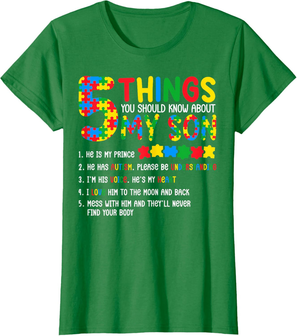 Autism Awareness Shirt 5 Things You Should Know About My Son