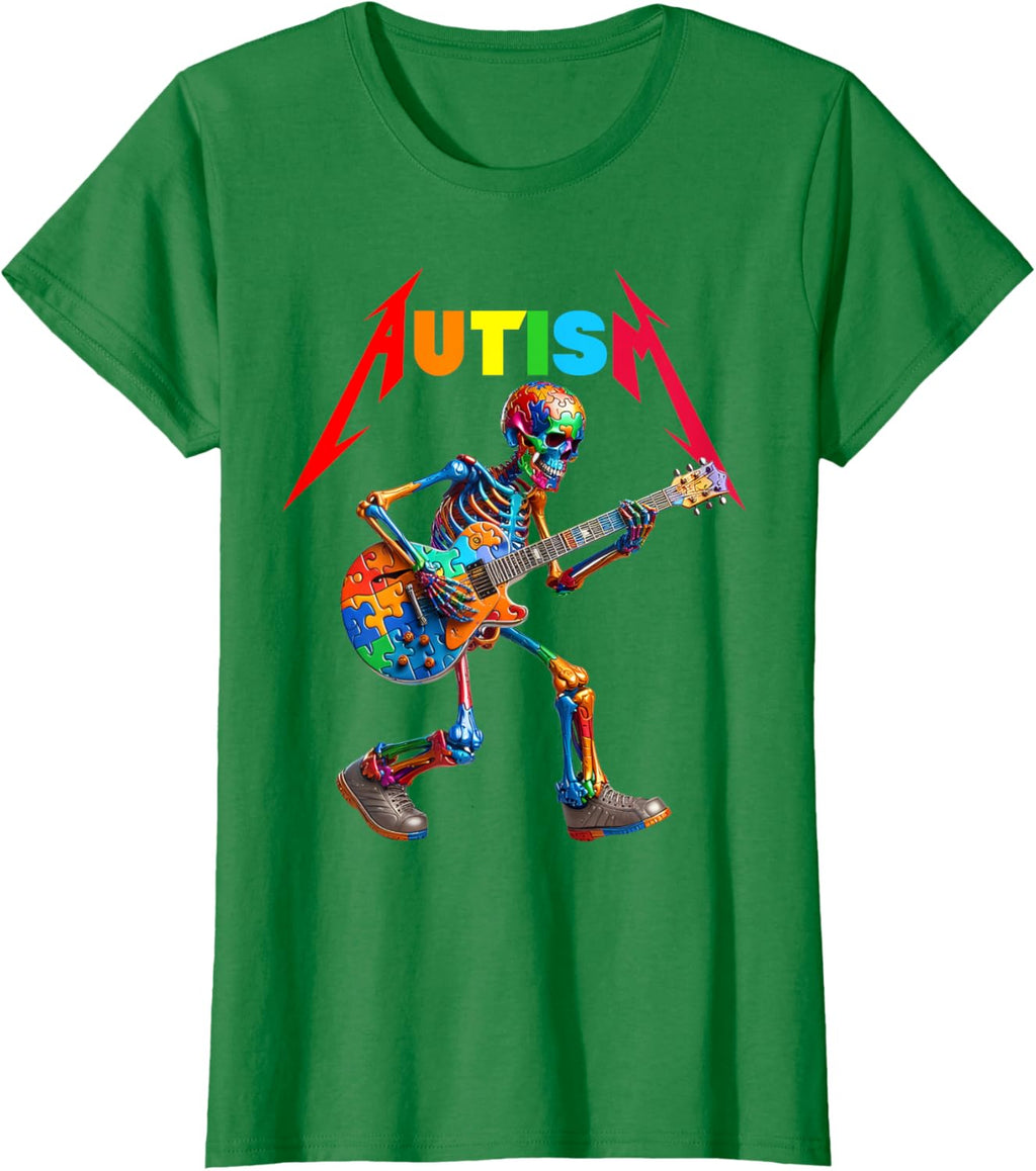Autism Skeleton Guitar Rock Puzzle Music Autism Awareness