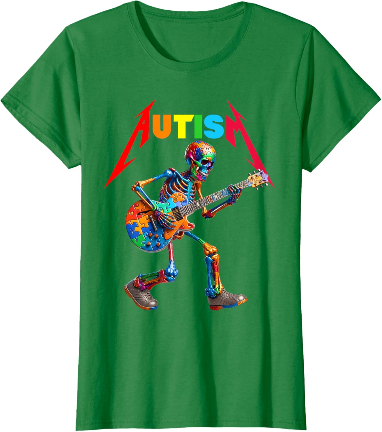 Autism Skeleton Guitar Rock Puzzle Music Autism Awareness