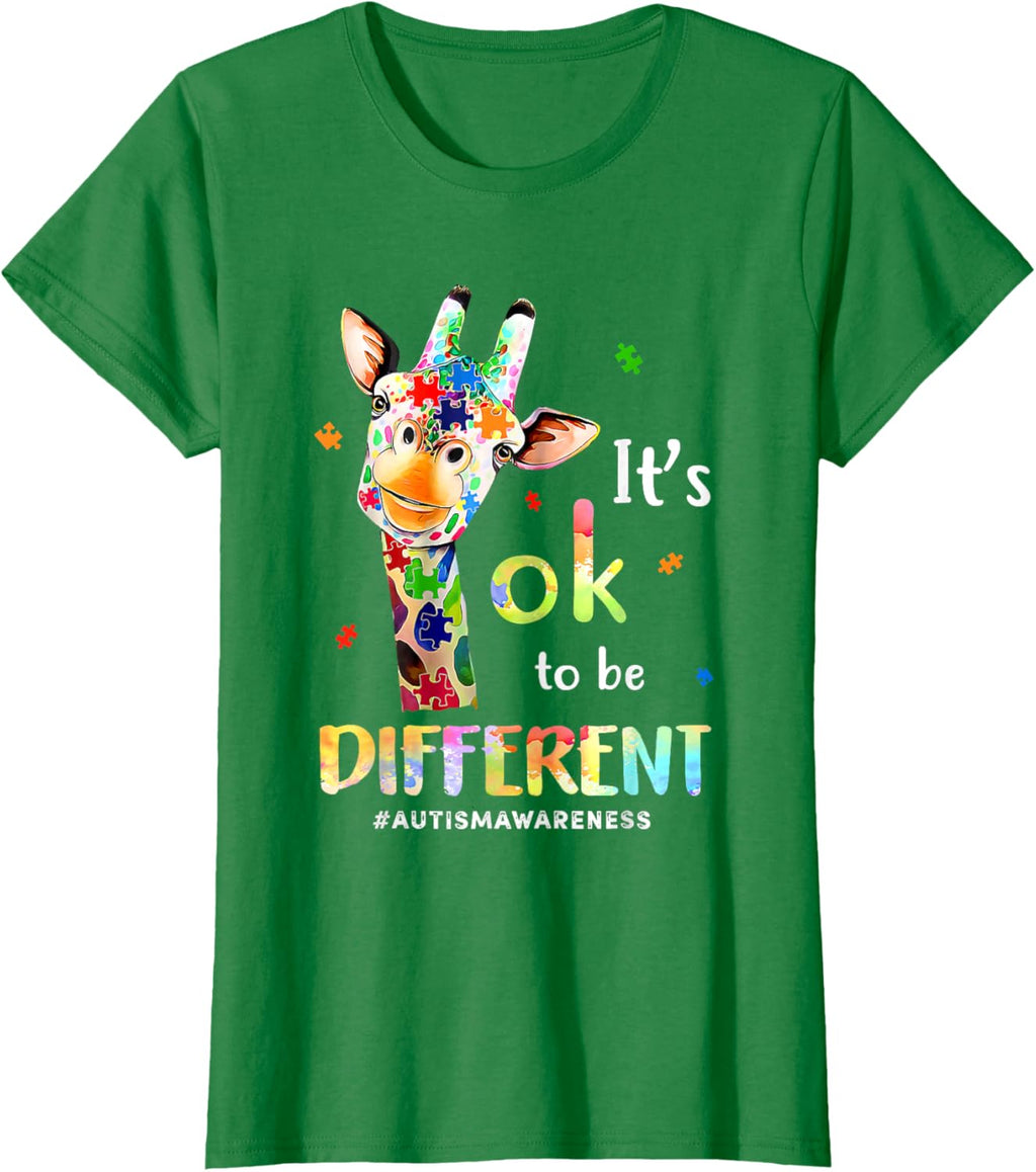 Autism Awareness Cute Giraffe Animal Its Ok To Be Different