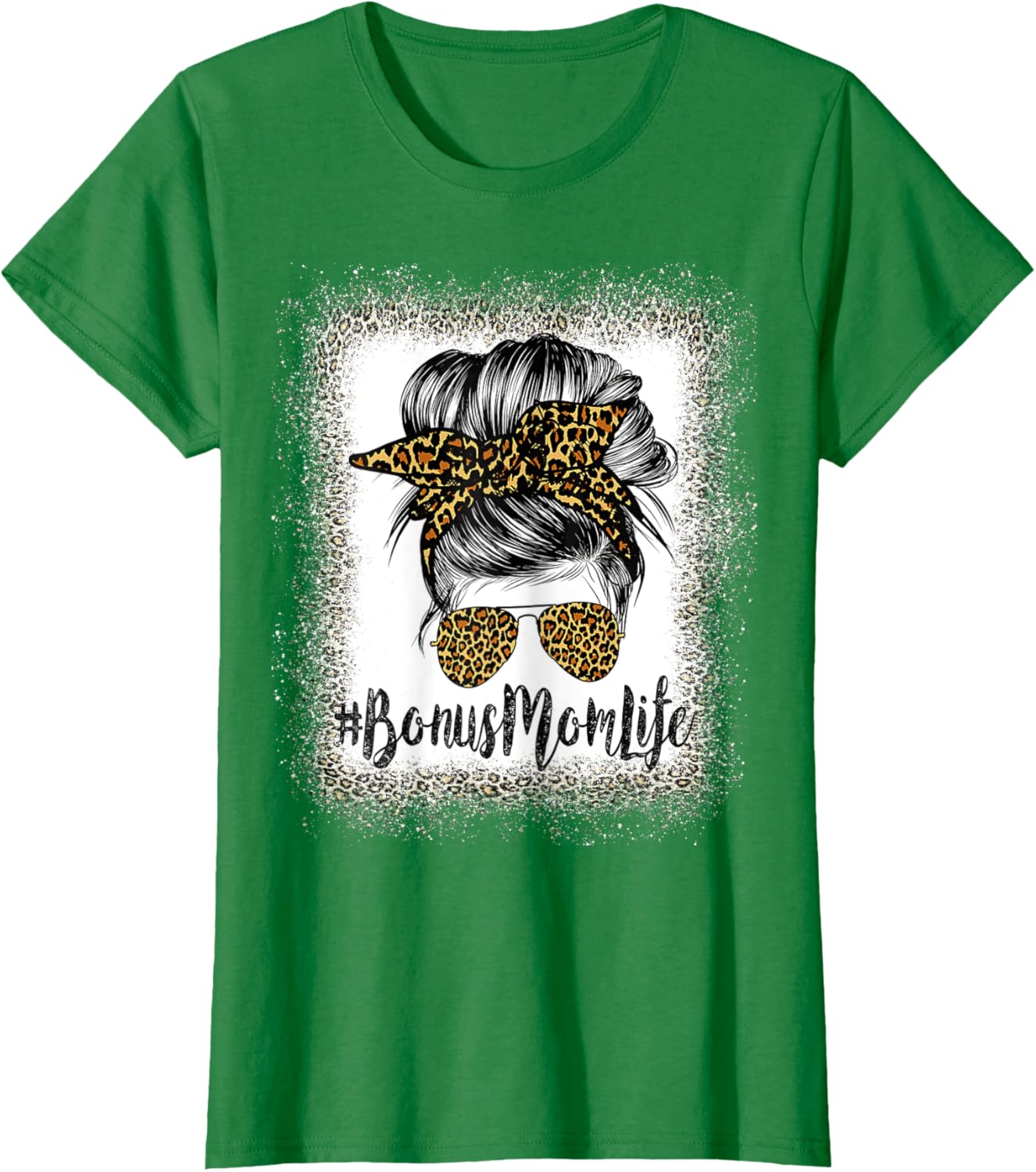 Bonus Mom Life Hair Bandana Glasses Leopard Mother's Day T
