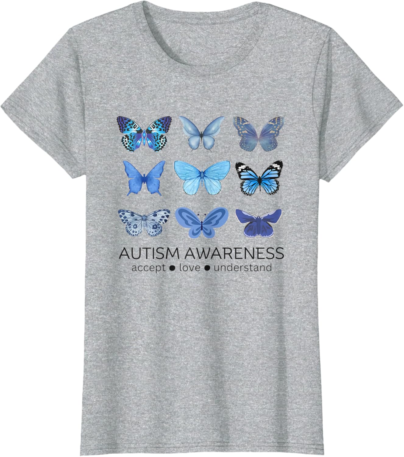 Women In April We Wear Blue Butterfly Autism Mental Health