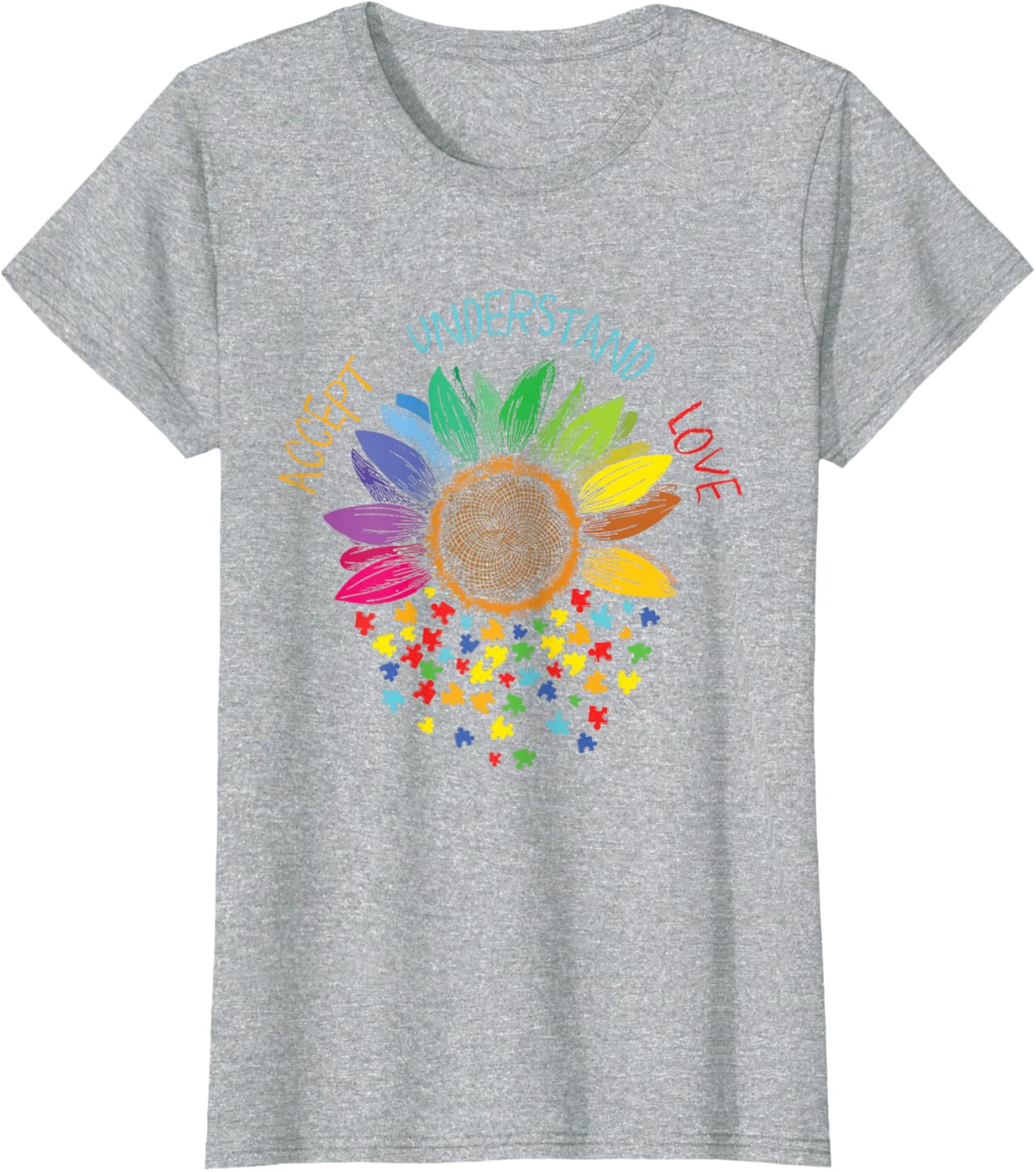 Autism Awareness Accept Understand Love ASD Rainbow Flower