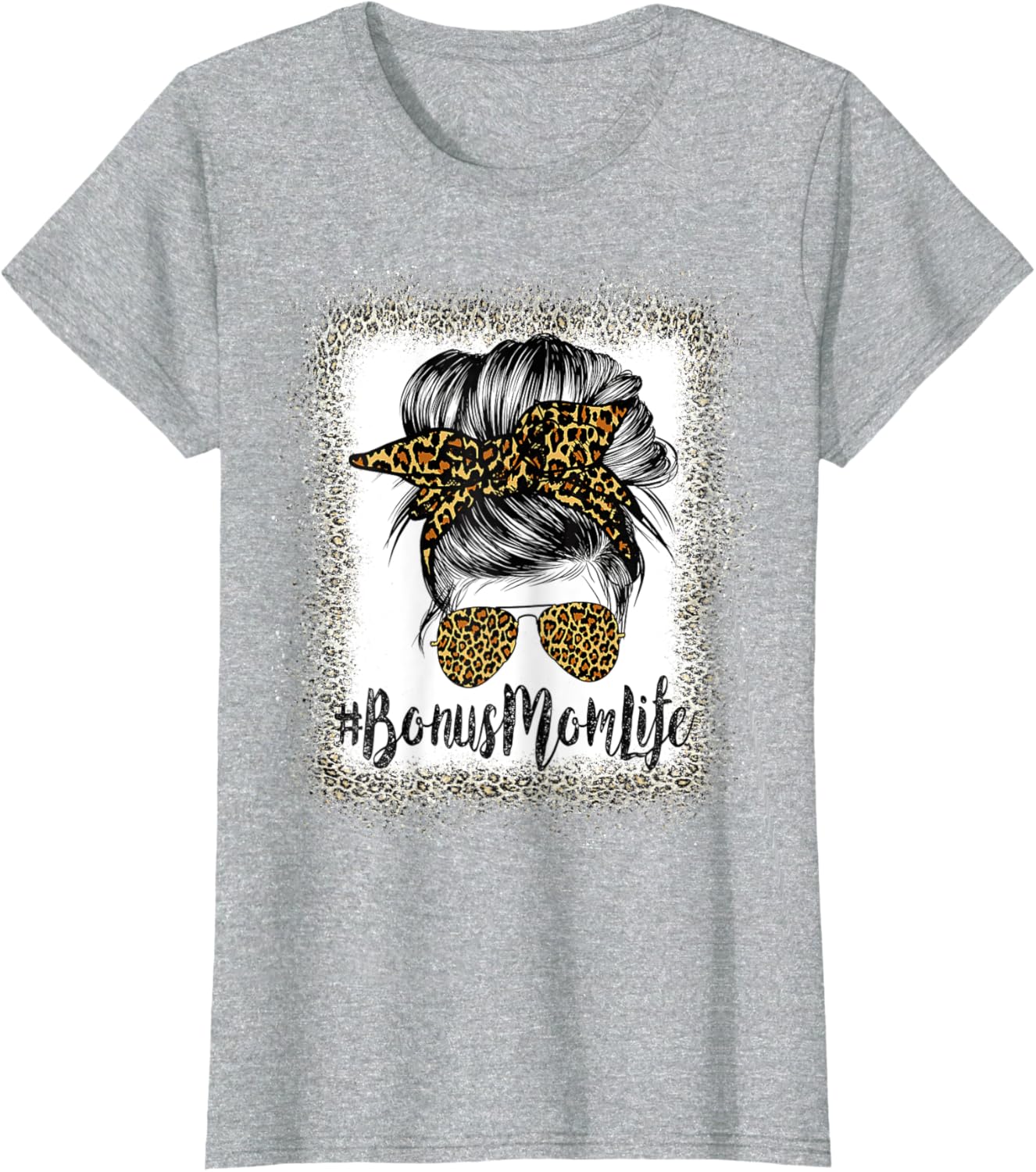 Bonus Mom Life Hair Bandana Glasses Leopard Mother's Day T