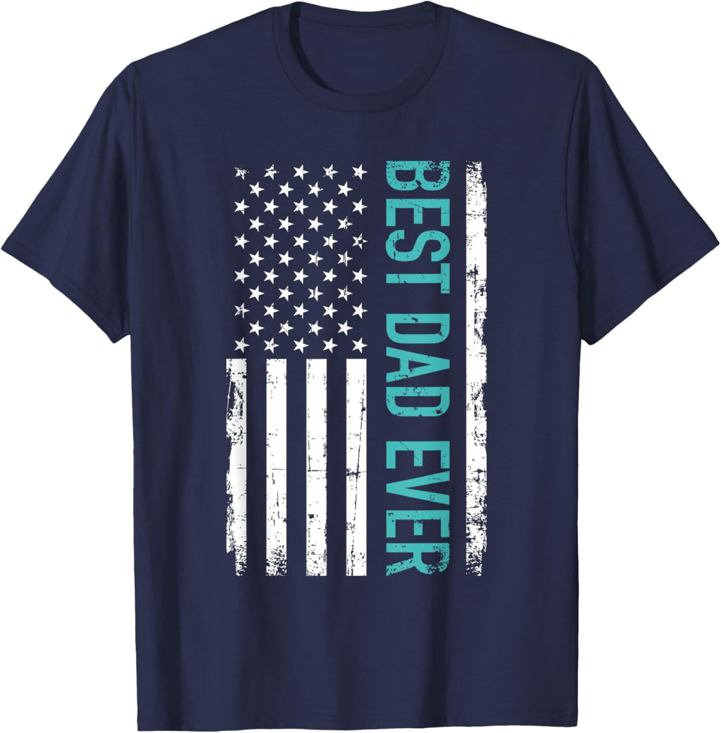 Father's day Best dad ever with US american flag Short Sleeve