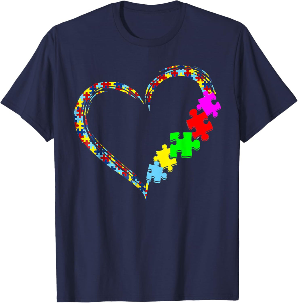 Autism Awareness Love Heart Puzzle Piece Gift Men Women
