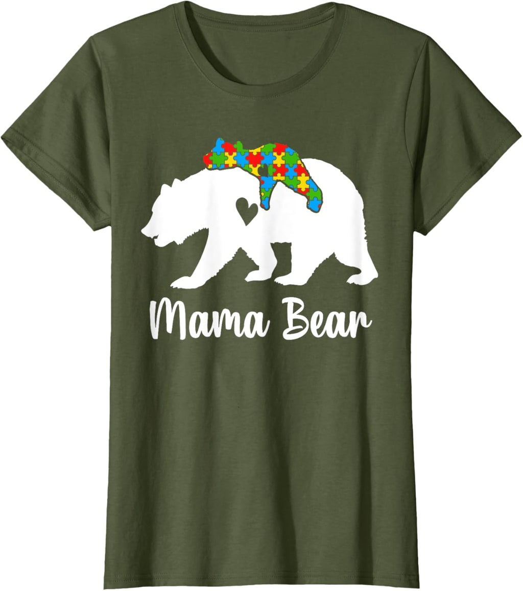 Mama Bear Love Support Autism Awareness Bear Family