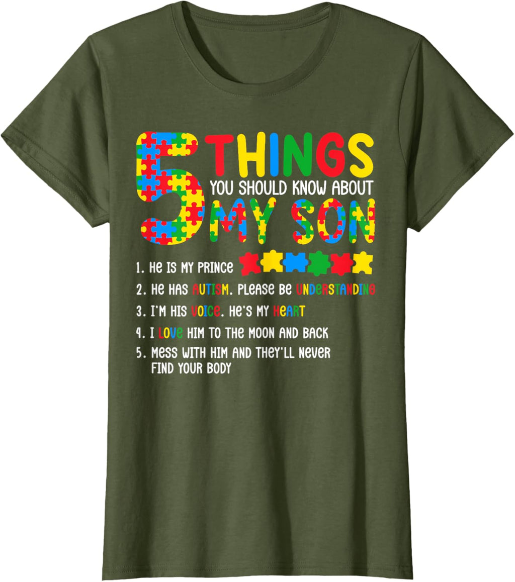 Autism Awareness Shirt 5 Things You Should Know About My Son