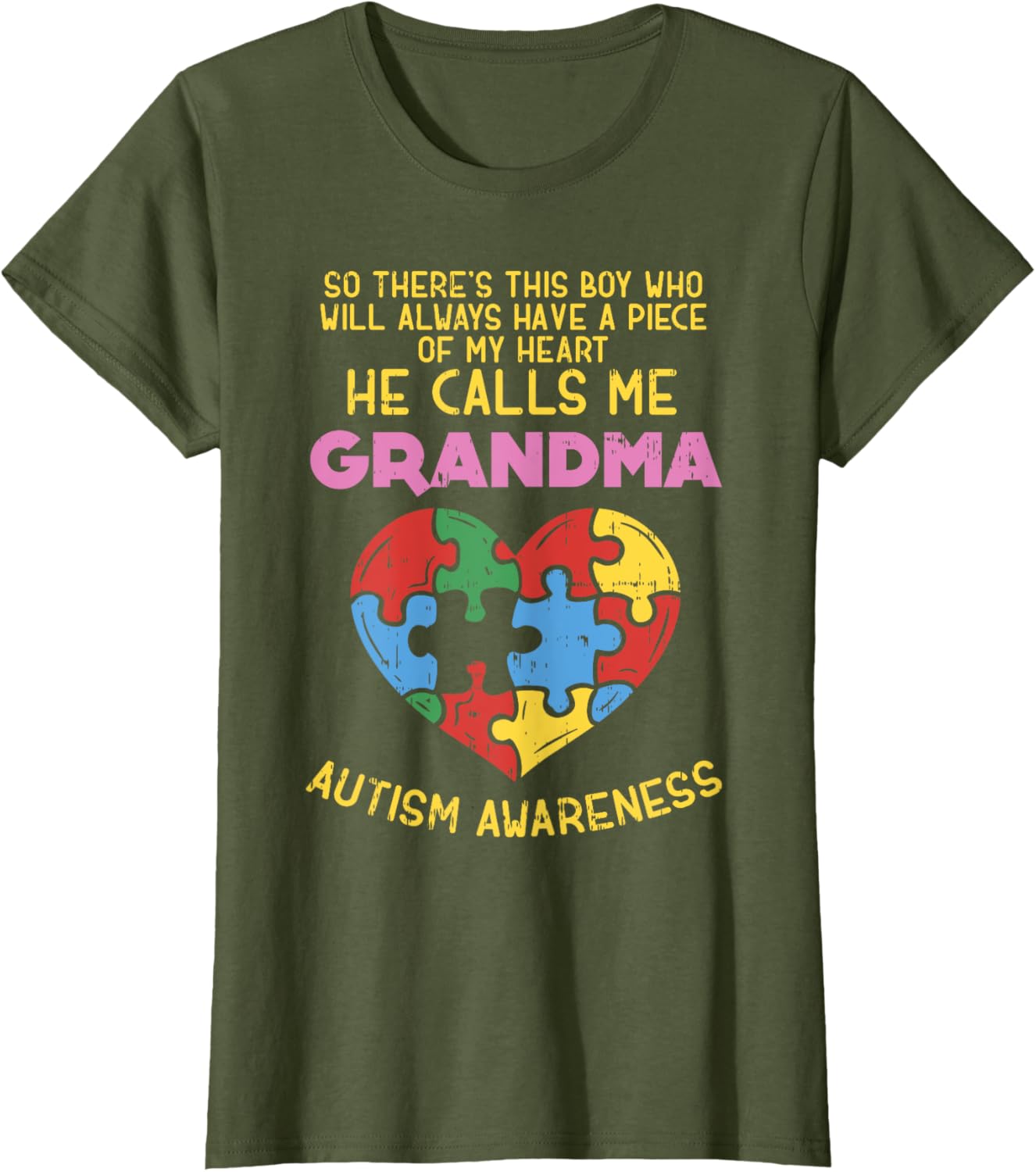Grandma Autism Awareness Shirt Austistic Boy Piece My Heart