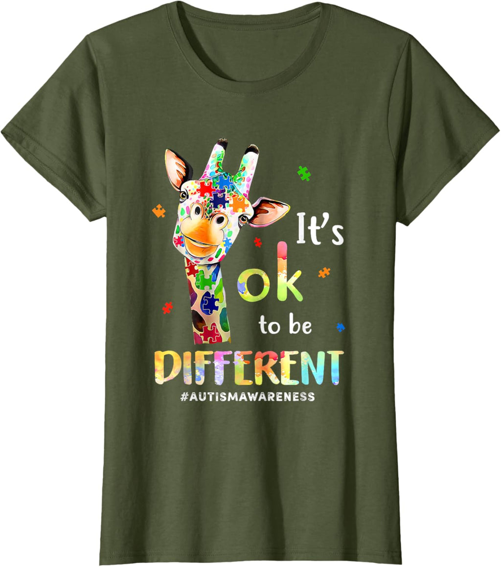 Autism Awareness Cute Giraffe Animal Its Ok To Be Different