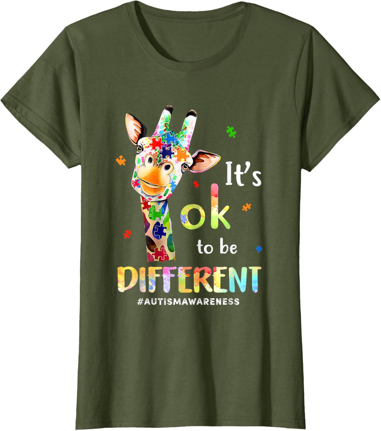 Autism Awareness Cute Giraffe Animal Its Ok To Be Different