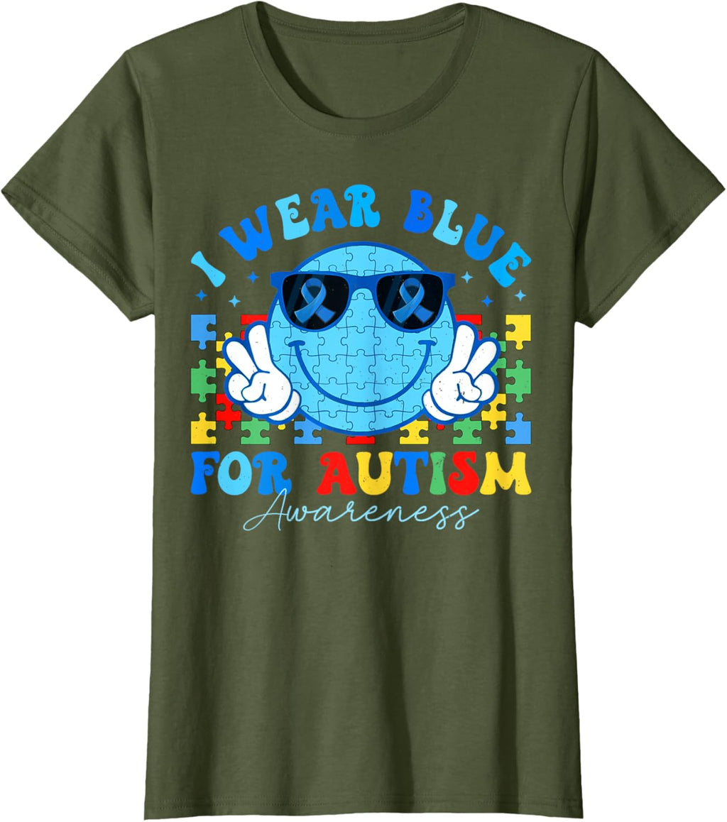 I Wear Blue For Autism Awareness Month Teacher Kids Boys