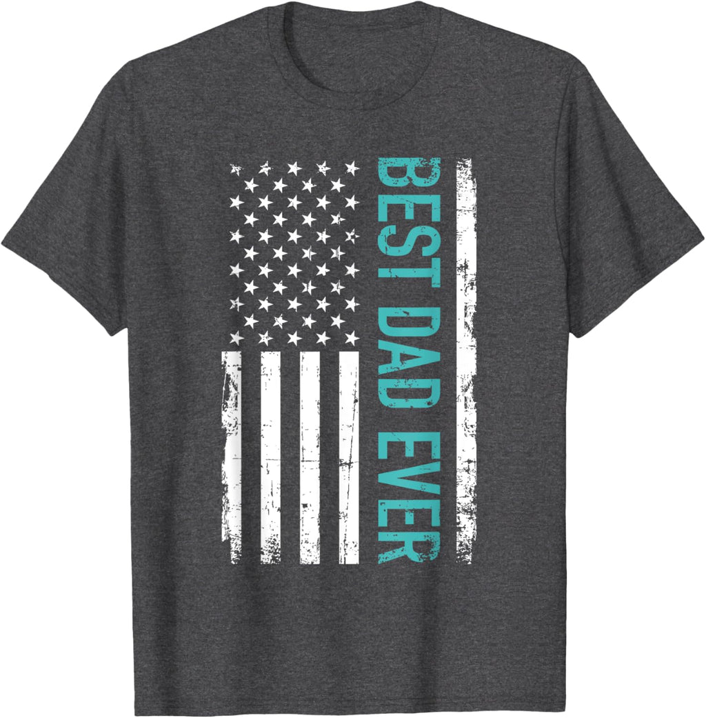 Father's day Best dad ever with US american flag Short Sleeve