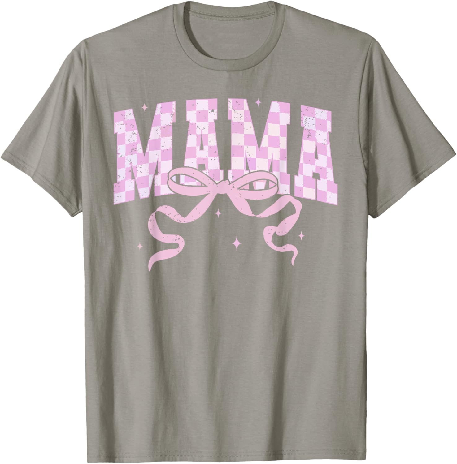Retro Checkered Mama Coquette Mother's Day Pink Bow